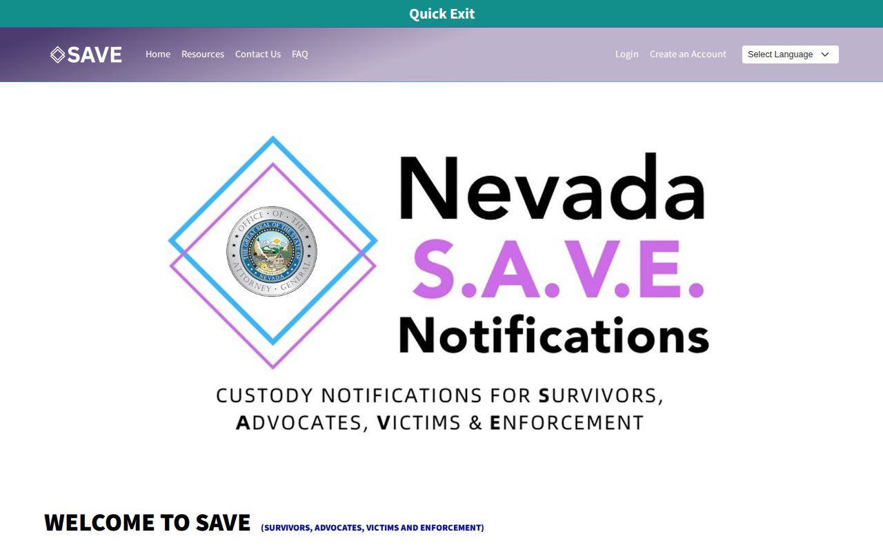 Nevada S.A.V.E. search interface for a statewide custody check